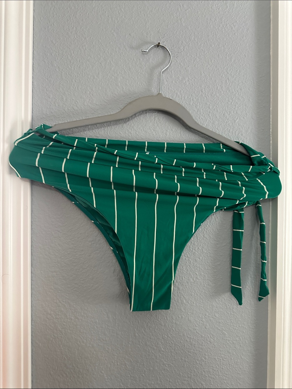 Green Striped Bikini Bottom with Side Tie